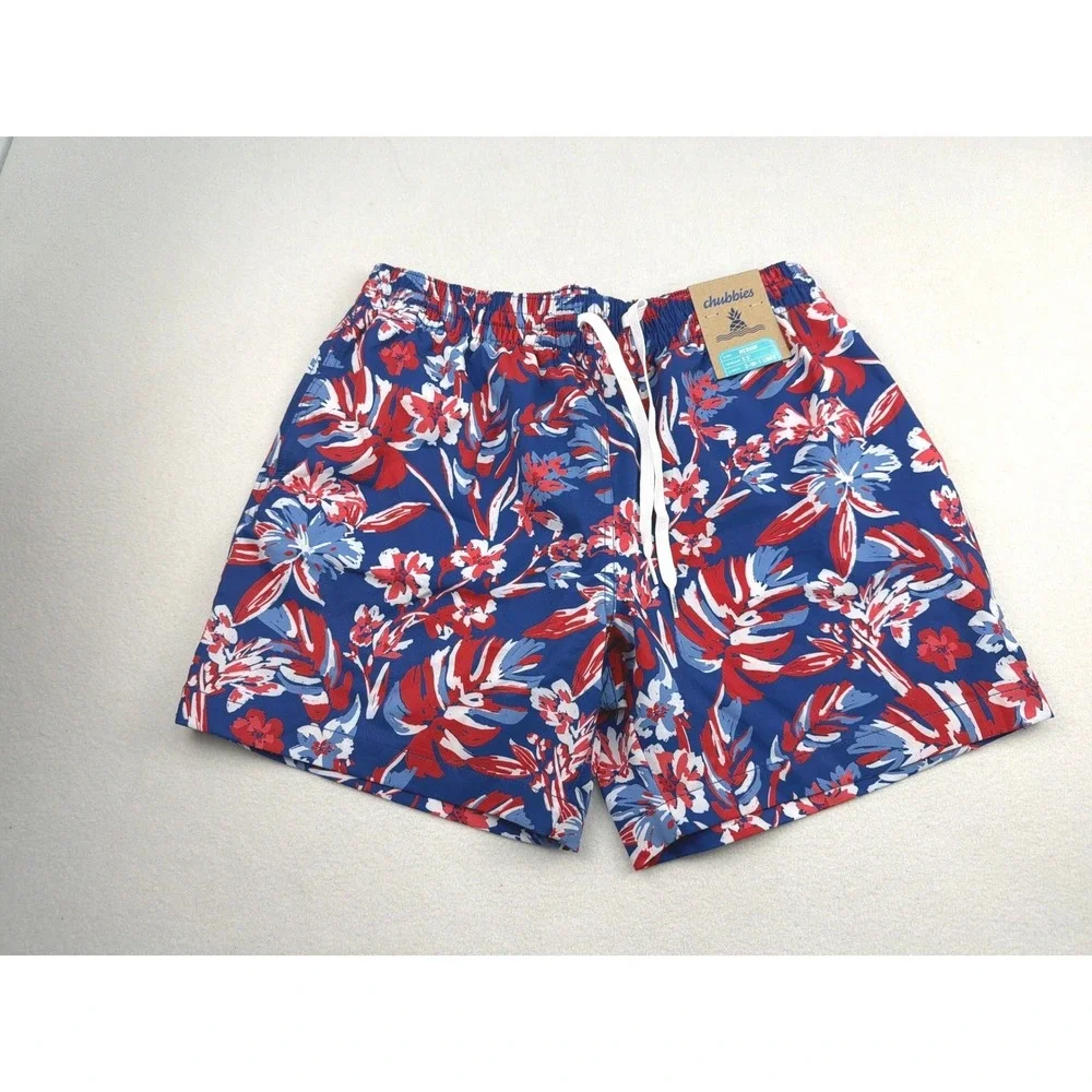 Chubbies Mens M Star Spangled Blooms 5.5 Inch Inseam 2-in-1 Liner Swim Trunks
